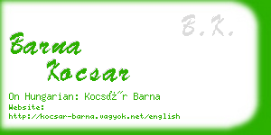 barna kocsar business card